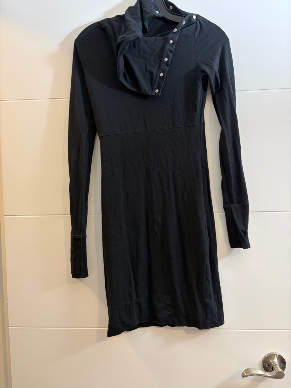 Diane Von Furstenberg Black Long-Sleeve Hooded Snap Dress